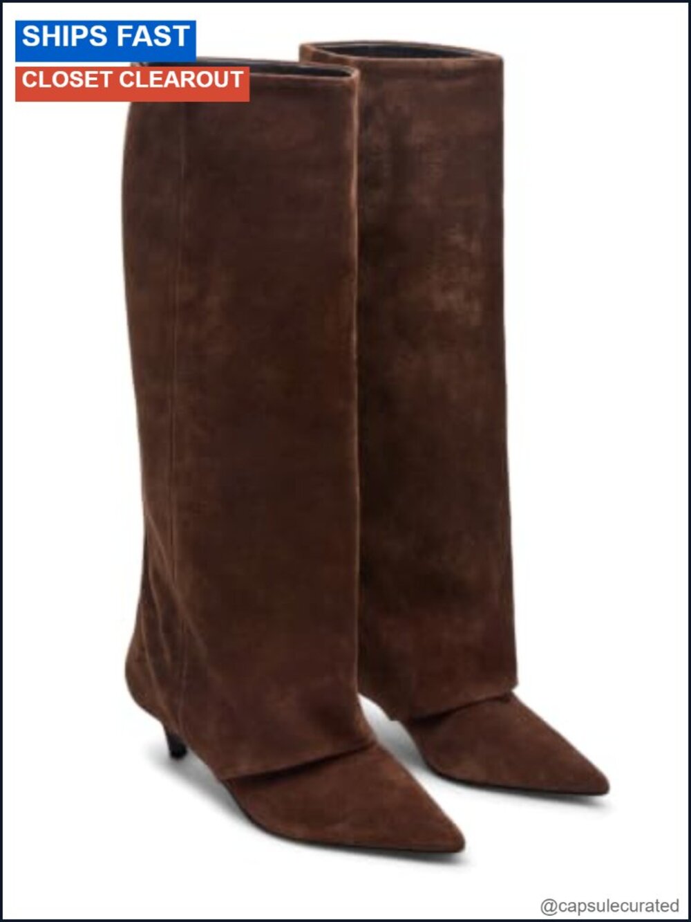 Womens Wide Calf Knee High Boots Pointed Toe Kitten Heel Faux Suede Tall Boots